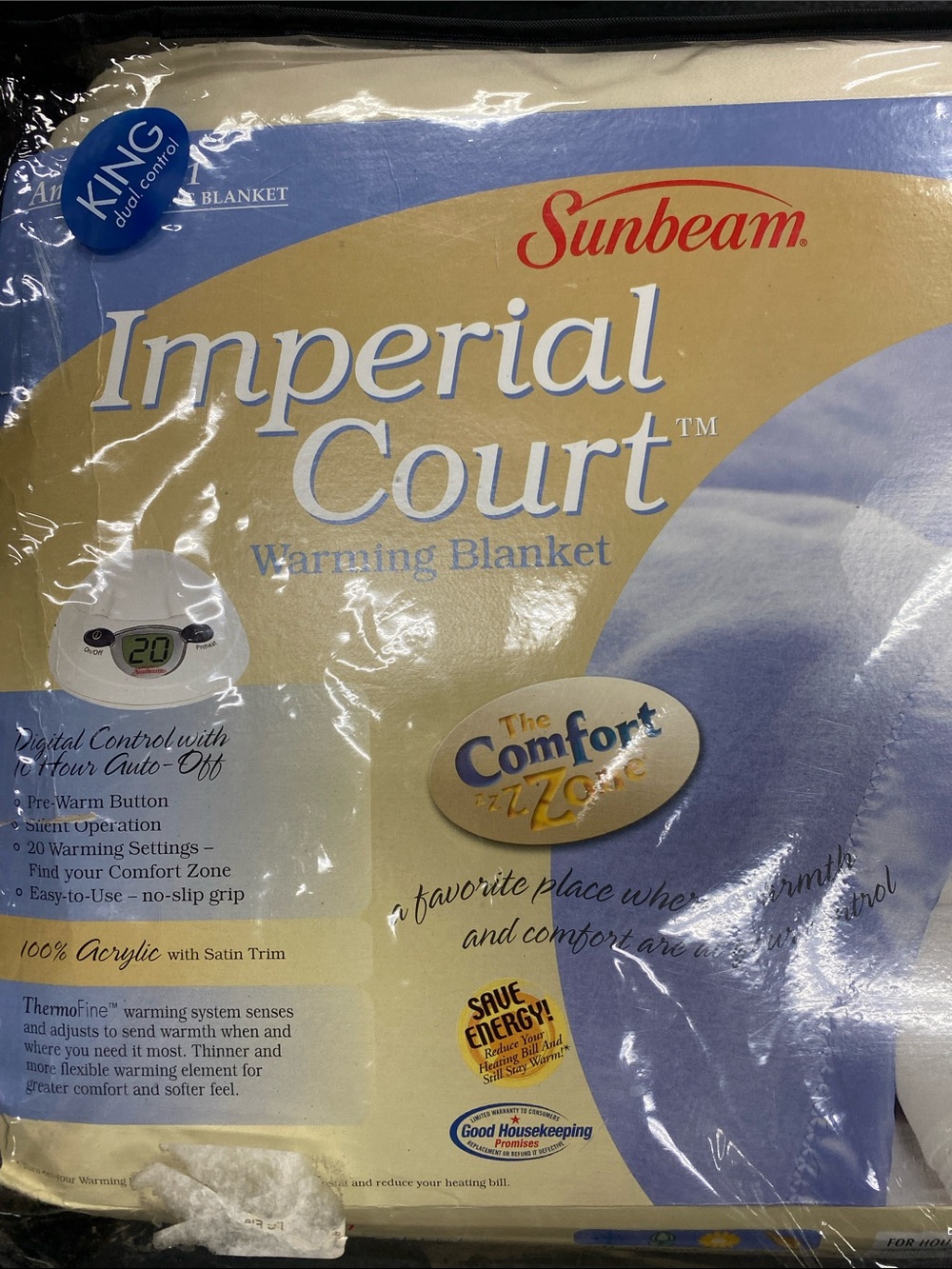 Sunbeam Imperial Court Warming Blanket - Cream Size King